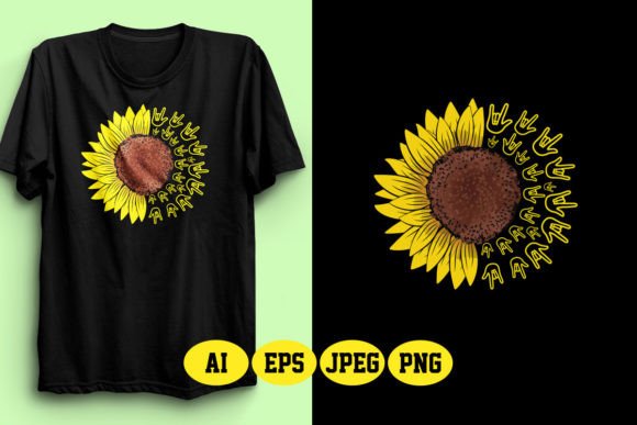 ASL Love Hand in Sunflower Design 6