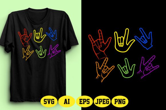 ASL Love Sign Design 3: A Hand-Drawn Graphic for Creative Projects