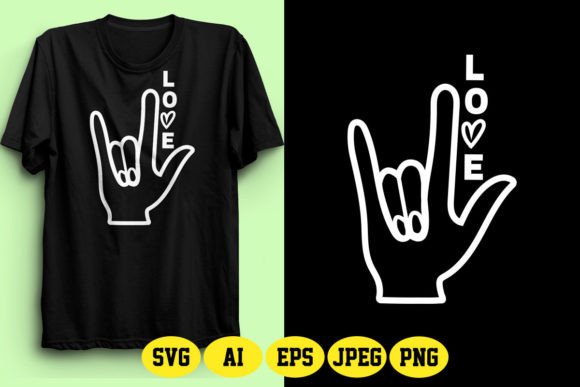 ASL Love Sign with Text Design 5