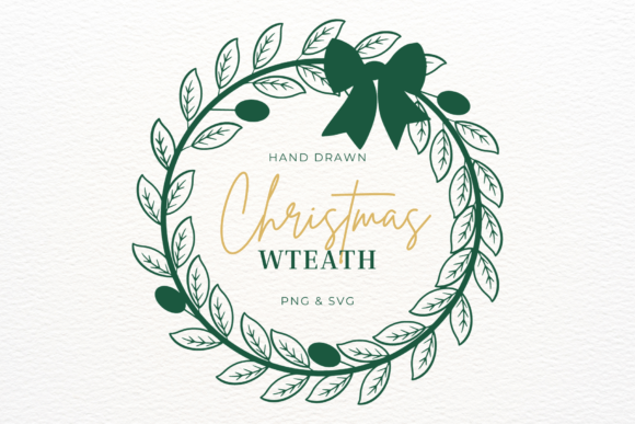 Hand Drawn Christmas Wreath SVG PNG