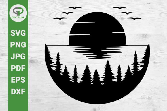 Sunset Ocean SVG, Pine Trees Birds SVG: Elevating Nature-Inspired Designs for Modern Creators