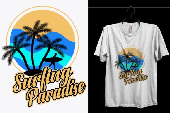Surfing Paradise Summer T-Shirt Design: A Strategic Asset for Print-on-Demand and Brand Identity