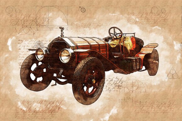 Vintage Cars Printable Graphic 19: Elevate Your Space and Projects with Timeless Automotive Art